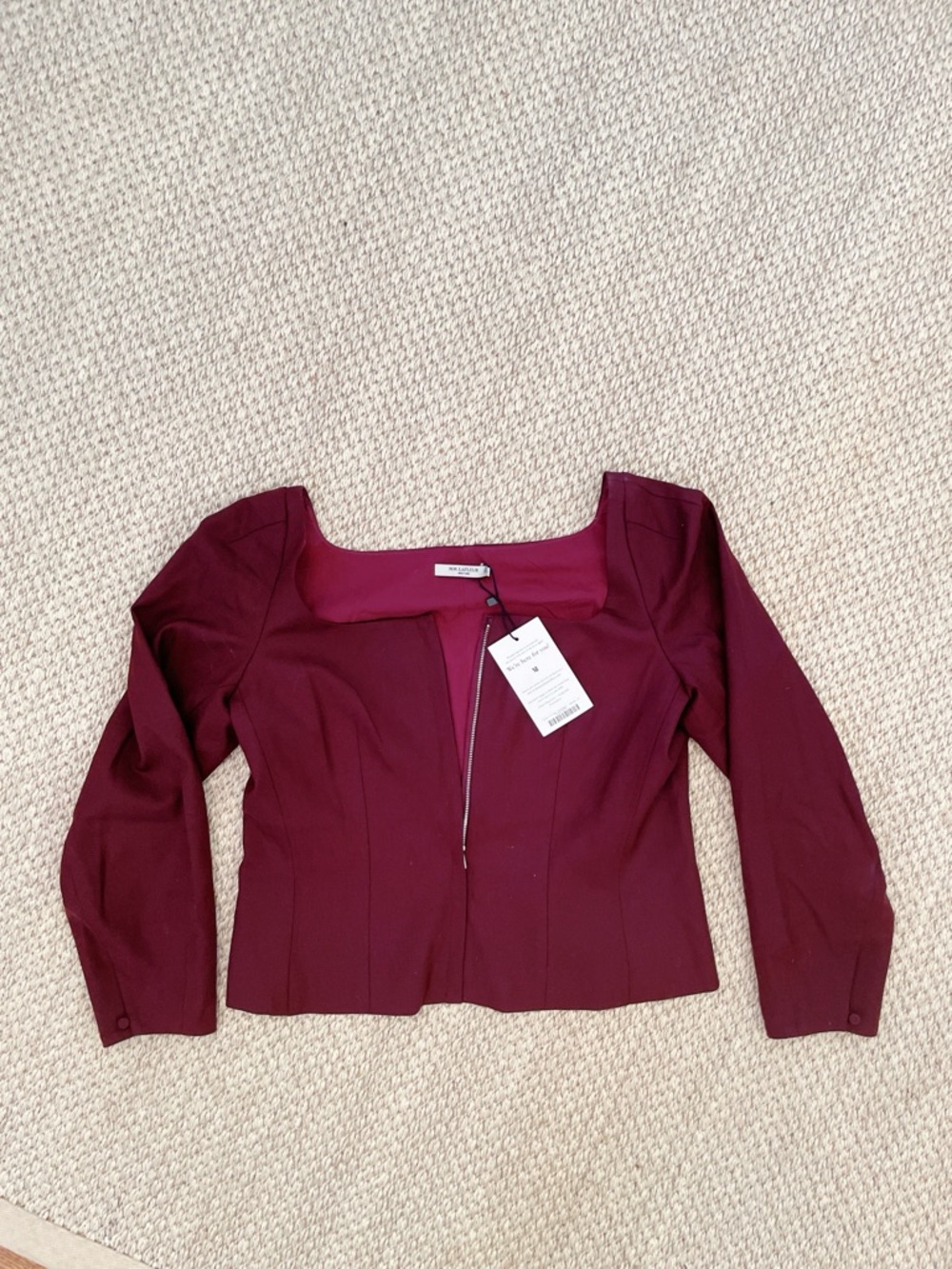 MM.LaFleur Dawn 1.0 Sharkskin Garnet Burgundy Square Neck Top Size 6 NWT